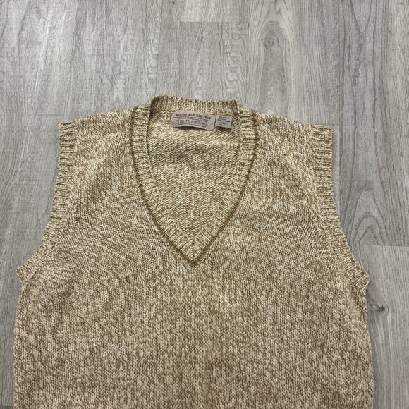 Vintage Giltruedsson Sweater Vest Men's Large Tan Knit Wool Blend 90s Preppy - Picture 3 of 5